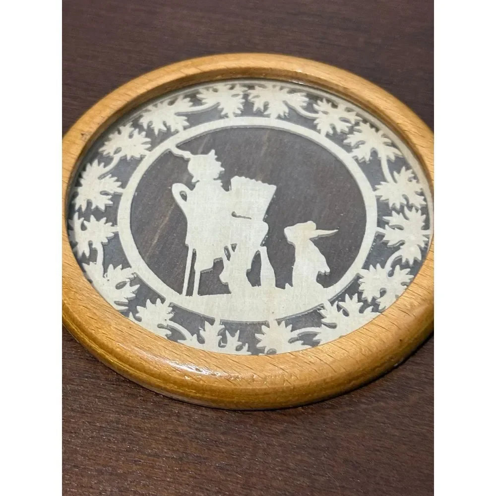 4 Wooden vintage drink coasters unique‎ mid century German design